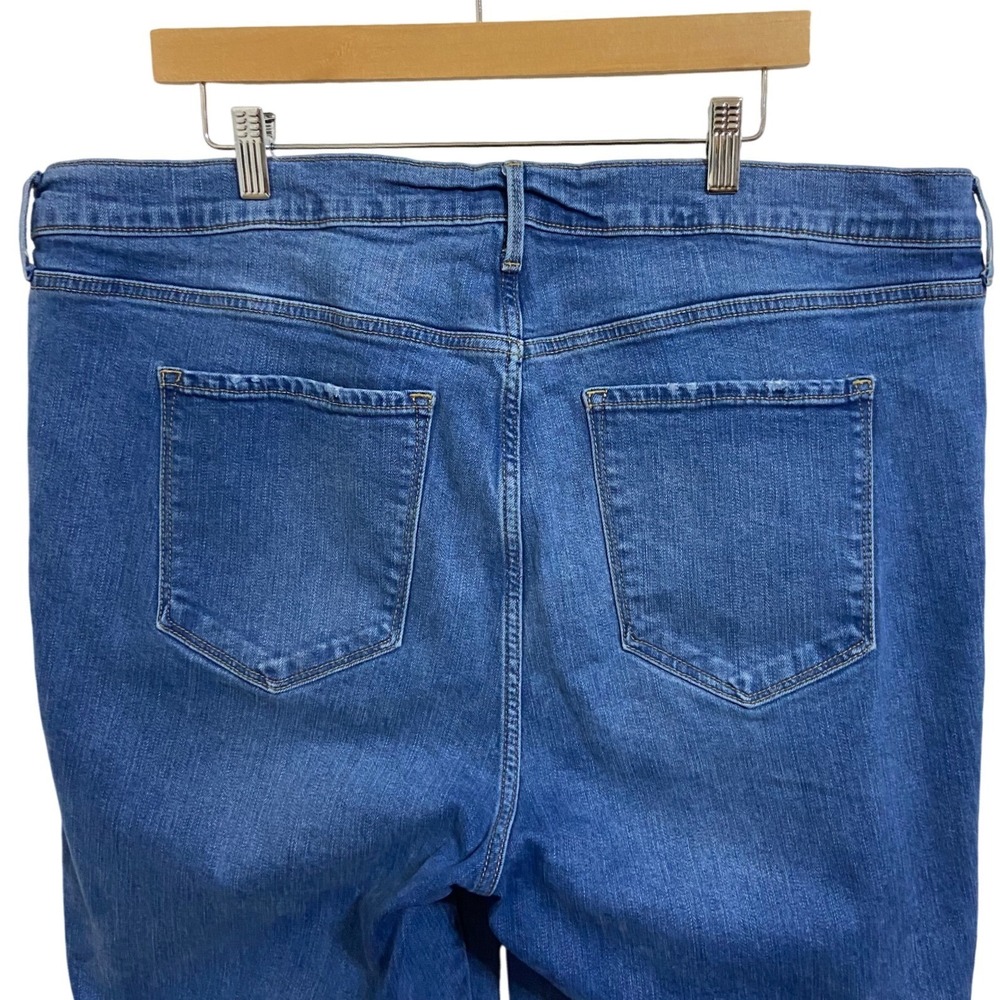 Old Navy High Rise Flare Ankle Jeans Medium Wash Raw‎ Hem 20 Tall Slim Pocket - Picture 9 of 11
